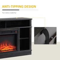 HOMCOM Electric Fireplace TV Stand Console for TV's up to 50", Living Room Storage Cabinet, Entertainment Center with Adjustable Shelves, 6 Cubby Storage and Cable Management, Espresso(m-7)