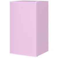HOMCOM 3.2 Cu.Ft Mini Fridge with Freezer, Single Door Compact Refrigerator with Adjustable Thermostat, Reversible Door, Pink(m-1)