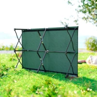 Outsunny 76" Two Person Folding Camping Cot Outdoor Portable Double Cot Wide Military Sleeping Bed w/ Carrying Bag Green(m-7)