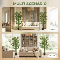 HOMCOM Indoor Fake Plants, Artificial Bamboo Tree with Adjustable Shape for Home Office Living Room Decor, Green(m-5)
