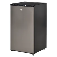 HOMCOM Mini Fridge with Freezer, Compact Mini Refrigerator with 3.1Cu Ft Capacity, Adjustable Shelves and Temperature and Reversible Door for Bedroom, Black/Silver(m-11)