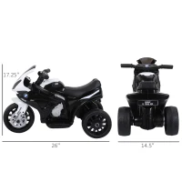 Aosom 6V 3 Wheeled Electric Motorcycle, Kids Motorcycle Licensed BMW with Headlight, Music, Black(m-3)