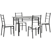 HOMCOM Kitchen Table and Chairs for 4, Modern Dining Table Set with Padded Sponge Cushion Chairs and Marble Textured Dining Table, Light Grey and Black(m-1)