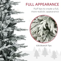 HOMCOM 6' Pre Lit Artificial Flocked Christmas Trees, with Snow Branches, Warm Yellow Clear Lights, Auto Open, Extra Bulb(m-5)
