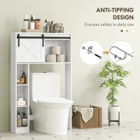 HOMCOM Over-Over The Toilet Storage Shelf with Sliding Barn Door, Bathroom Cabinet with Compartments & Adjustable Shelf, White(m-7)