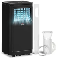 HOMCOM 8,000 BTU Portable Air Conditioner Fan w/ Remote for Rooms Up to 344 Sq. Ft., Evaporative Cooler AC Unit Black(m-1)