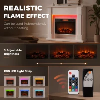 HOMCOM 41 Inch Electric Fireplace with Mantel, 1400W Fireplace Heater with Adjustable 3D Flame Effect for Living Room, White(m-4)