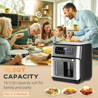 HOMCOM 10.5 Quart Air Fryer Oven with 8 Preset Cooking Menus, 1500W Air Fryer Toaster Oven, Countertop Convection Oven with 9 Accessories, Non-Stick Coating, Digital LED Screen(m-17)
