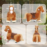 Qaba 6V Battery Powered Ride on Horse with Music, Forward, Foot Pedal, Soft Touch, Washable Cover, for 1.5-5 Years Old(m-9)