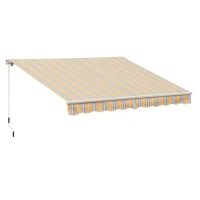 Outsunny 10' x 8' Manual Retractable Awning, Sun Shade Shelter Canopy, with Aluminum Frame and UV Protection for Patio Deck Yard Window Door, Mix Colour(m-2)