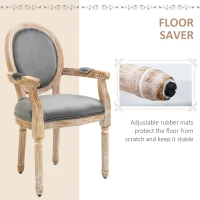 HOMCOM Vintage Dining Chair with Round Back, Thick Sponge Padded Seat and Section Armrest with Wood Frame, Gray(m-7)