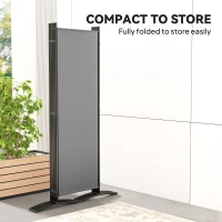Outsunny 6 Panel Folding Outdoor Privacy Screen with Stable Base, 5.7FT Tall Room Divider with UV30+ Protection, Grey(m-5)