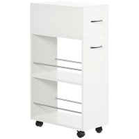 HOMCOM 3- tier Slim Storage Cart, Rolling Narrow Kitchen Cart on Wheels for Small Place, Slide Out Side Utility Cart for Bathroom, Laundry