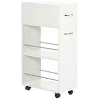 HOMCOM 3- tier Slim Storage Cart, Rolling Narrow Kitchen Cart on Wheels for Small Place, Slide Out Side Utility Cart for Bathroom, Laundry(m-1)
