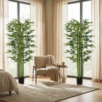 HOMCOM Indoor Fake Plants, Artificial Bamboo Tree with Adjustable Shape for Home Office Living Room Decor, Green(m-1)