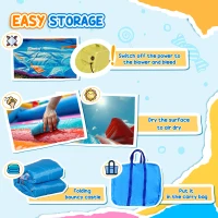 Outsunny 5-in-1 Inflatable Water Slide, Rocket Themed Kids Castle Bounce House with Slide, Pool, Water Cannon, Basket, Climbing Wall Includes Carry Bag, Repair Patches, 750W Air Blower(m-8)