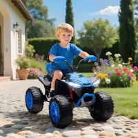 Qaba 2-Seater All-Terrain 4 Wheeler, 24V Kids ATV Ride-On, Electric Quad Car with Dual Motor, for Boys and Girls, Blue(m-8)