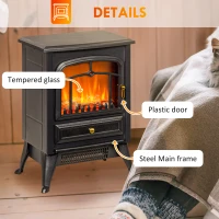 HOMCOM Fireplace Stove, Electric Fireplace Heater with Realistic LED Flames and Logs, 725W/1450W, Black(m-7)