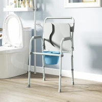 HOMCOM Bedside Commode Chair for Seniors, Adults, Handicap, Raised Toilet Seat with Arm, Adjustable Height, 331 lbs, Gray(m-9)