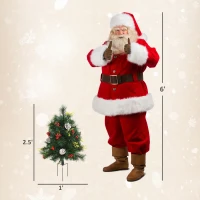 HOMCOM 24in Christmas Tree 2-Pack Outdoor Pre-Lit Artificial Pine Cordless with 24 Warm White Lights and Stakes(m-3)