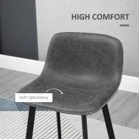 HOMCOM 27.25" Counter Height Bar Stools, Industrial Kitchen Stools, Upholstered Armless Bar Chairs with Back, Steel Legs, Set of 2, Gray(m-5)