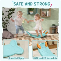 Qaba 24.4" Kids Balance Board, Wobble Board Toddler Curved Rocker, Preschool Balance & Sensory Play Toy, Ages 3-6 Light Blue(m-7)