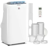 HOMCOM 14000 BTU Portable Air Conditioner, Inverter & Dual Hose AC Unit w/ Cool, Dehumidifier, Fan, for 700 Sq. ft, Window Kit(m-11)