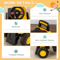 Aosom Kids Excavator Ride on Toy CAT Licensed with Manual Shovel, Horn, Hidden Storage for 18-36 Months, Yellow(m-7)