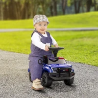 Aosom Kids Ride On Sliding Car with Hidden Under Seat Storage, Ride On Police Car for Toddler with Megaphone, Anti Dumping Device, Removable Backrest, Foot-to-Floor Design, Blue(m-8)
