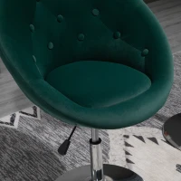 HOMCOM Modern Makeup Vanity Chair Round Tufted Swivel Accent Chair with Chrome Frame Height Adjustable, Green(m-13)
