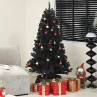 HOMCOM 6ft Unlit Artificial Black Christmas Tree, Holiday Decor with 1000 Branch Tips, Auto Open and Steel Base(m-10)