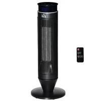HOMCOM 2-In-1 Tower Heater, Indoor Electric Space Heater with Oscillation, Remote Control, 8H Timer, Three Heating Modes(High, Low, Fan), 750W/1500W(m-11)