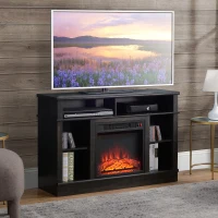 HOMCOM Electric Fireplace TV Stand Console for TV's up to 50", Living Room Storage Cabinet, Entertainment Center with Adjustable Shelves, 6 Cubby Storage and Cable Management, Espresso(m-2)