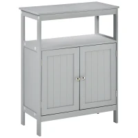 kleankin Freestanding Modern Bathroom Storage Cabinet, with Doors and Open Shelf, Bathroom Organizer Furniture, Grey(m-1)