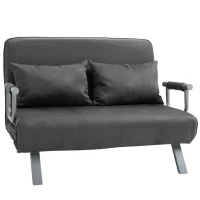 HOMCOM Convertible Sofa Bed Sleeper Chair, 5 Position Adjustable Backrest, Armchair Sleeper with Pillows, Leisure Chaise Lounge Couch, Gray(m-11)