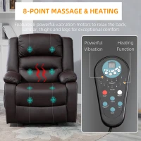 HOMCOM Vibrating Massage PU Leather Recliner Chair, Footrest with Remote Control, 8 Massaging Points, Dark Brown(m-5)