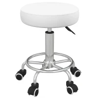 Vinsetto Salon Stool with Adjustable Height, PU Leather Barber Rolling Massage Tattoo Chair for Bar Beauty SPA, White(m-2)