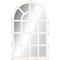 HOMCOM 43" x 27.5" Large Wall Mirror, Arch Window Mirror for Wall Decor in Living Room, Bedroom, Entryway, Rustic White(m-1)