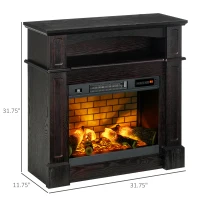 HOMCOM 32" Electric Fireplace with Mantel, Freestanding Heater with LED Log Flame, Shelf and Remote Control, 1400W, Brown(m-3)