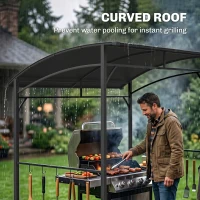 Outsunny 7' x 5' Garden Grill Canopy, BBQ Grill Gazebo Tent with Steel Frame and Hooks, Outdoor Sun Shade, Charcoal Grey(m-7)