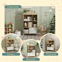 Qaba 4-Cubby Children's Toy Shelf, Kids Bookshelf and Toy Storage for Playroom, Children's Room, Living Room,(m-7)