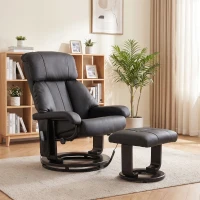 HOMCOM Massage Recliner Chair with Ottoman, 360° Swivel Recliner and Footstool, 10-Point Vibration, Black(m-8)