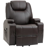 HOMCOM Power Lift Recliner Chair for Elderly, PU Leather Lift Chair with Thick and High Back, Footrest, Remote, Side Pockets, Cup Holders, Reclining Sofa for Living Room, Brown(m-11)