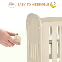 Qaba Convertible Baby Crib Bassinet Cradle with Adjustable Height, 4 Detachable Lockable Wheels, Mattress, White(m-6)