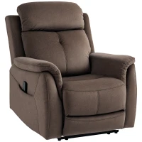 HOMCOM Manual Recliner Chair with Vibration Massage, Reclining Chair for Living Room with Side Pockets, Brown(m-9)