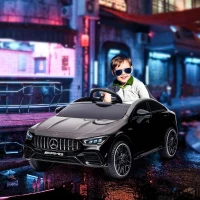 Qaba Mercedes-Benz AMG Licensed 12V Kids Ride on Car with Remote Control, Rear Suspension, LED Lights, Music, Black(m-2)
