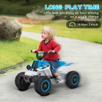 Qaba 6V Kids ATV Quad, 4 Wheeler Battery Powered Electric Ride on Car w/ Lights, Forward Backward, White(m-5)
