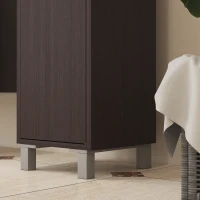 kleankin Tall Bathroom Cabinet w/ Mirror, Narrow Bathroom Storage Cabinet, Slim Linen Tower w/ Doors & Adjustable Shelves, Coffee(m-9)