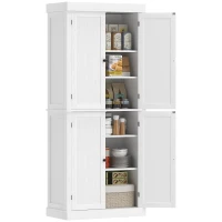 HOMCOM 72" Kitchen Cabinet, Pantry Storage Cabinet with Doors and Shelves, Freestanding Food Pantry Cabinet, White Wood Grain(m-11)