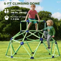 Qaba Climbing Dome, 6FT Geometric Dome Climber, Indoor Outdoor Jungle Gym Playground for Kids 3-8 Boys Girls, Green(m-4)